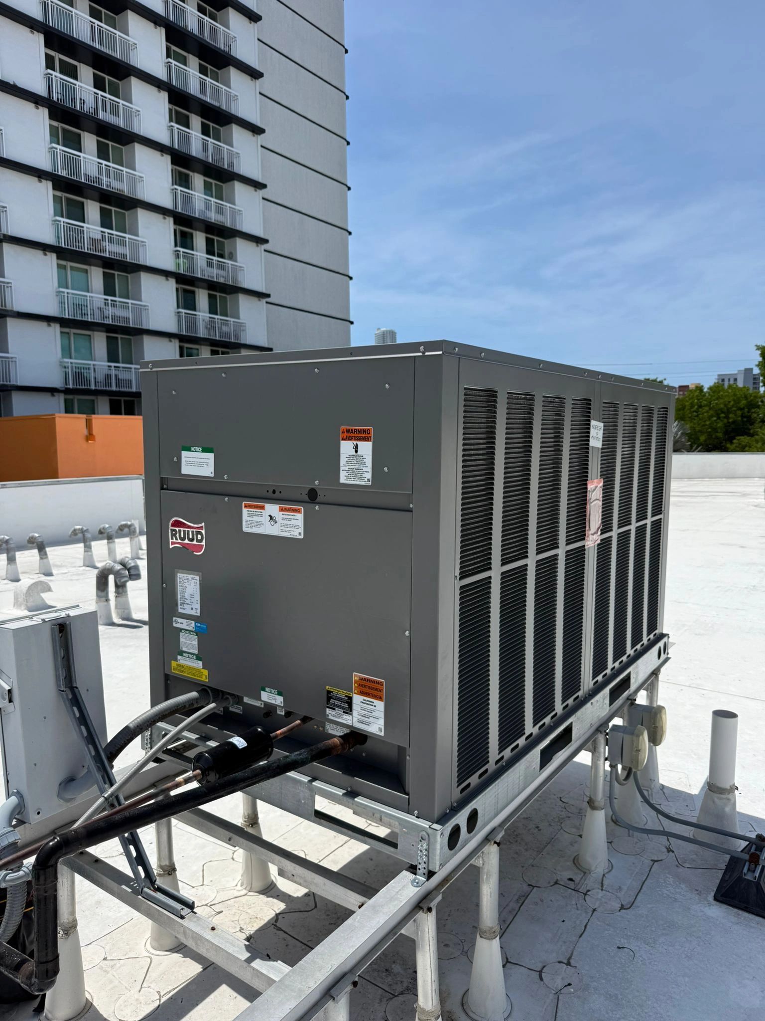 Rooftop HVAC unit installation